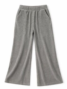 Easel Gray Corduroy Wide Leg Pants Elastic Waist Stretch Lounge L